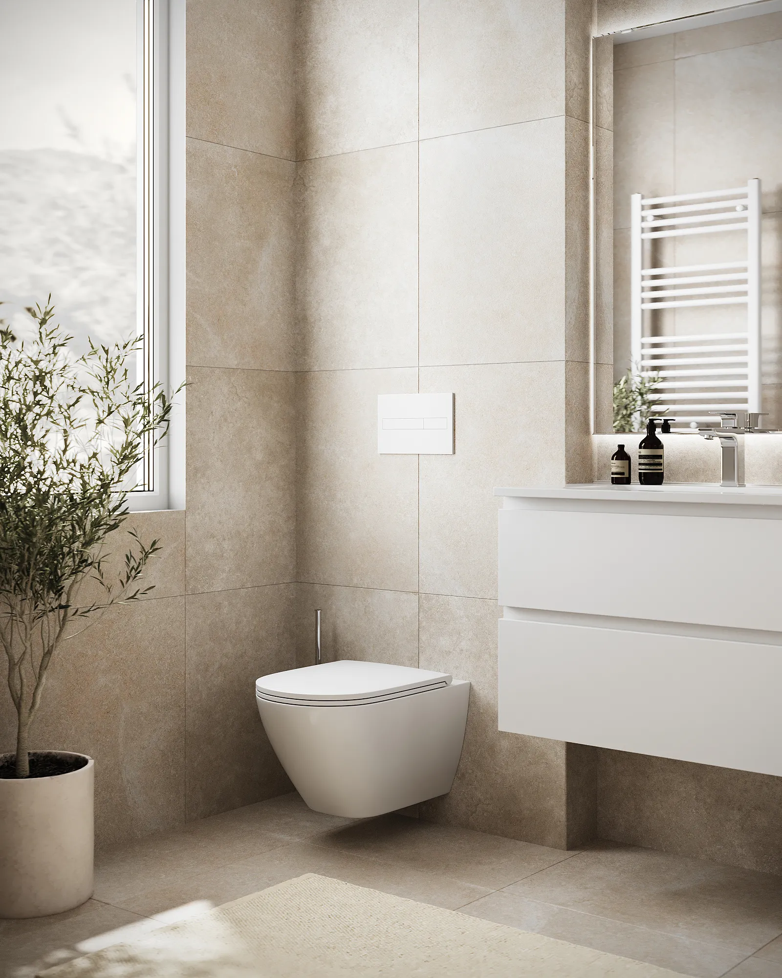 Diseño de baño Travertino Sereno en Sellent