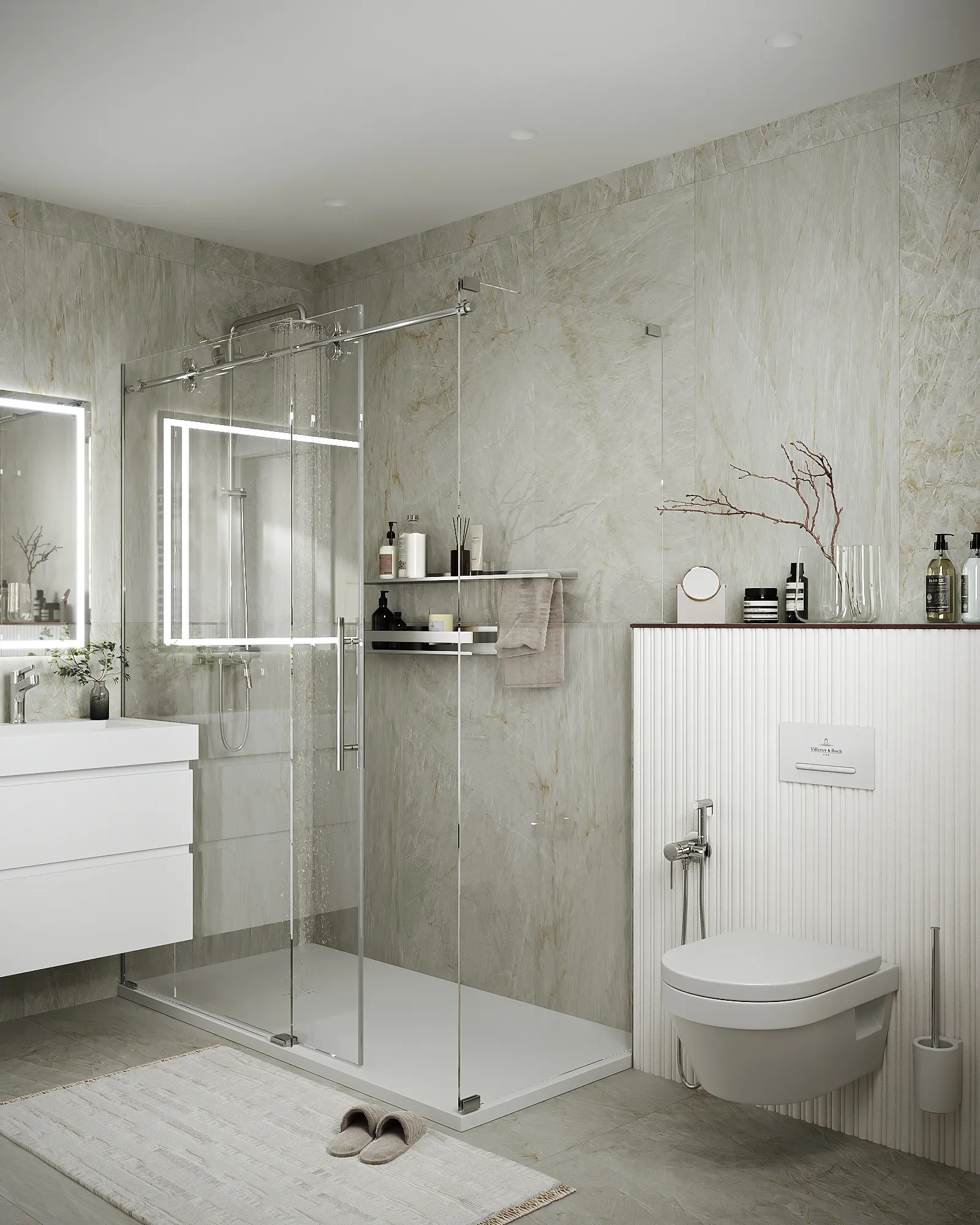 Diseño de baño Mármol Estriado en Sellent
