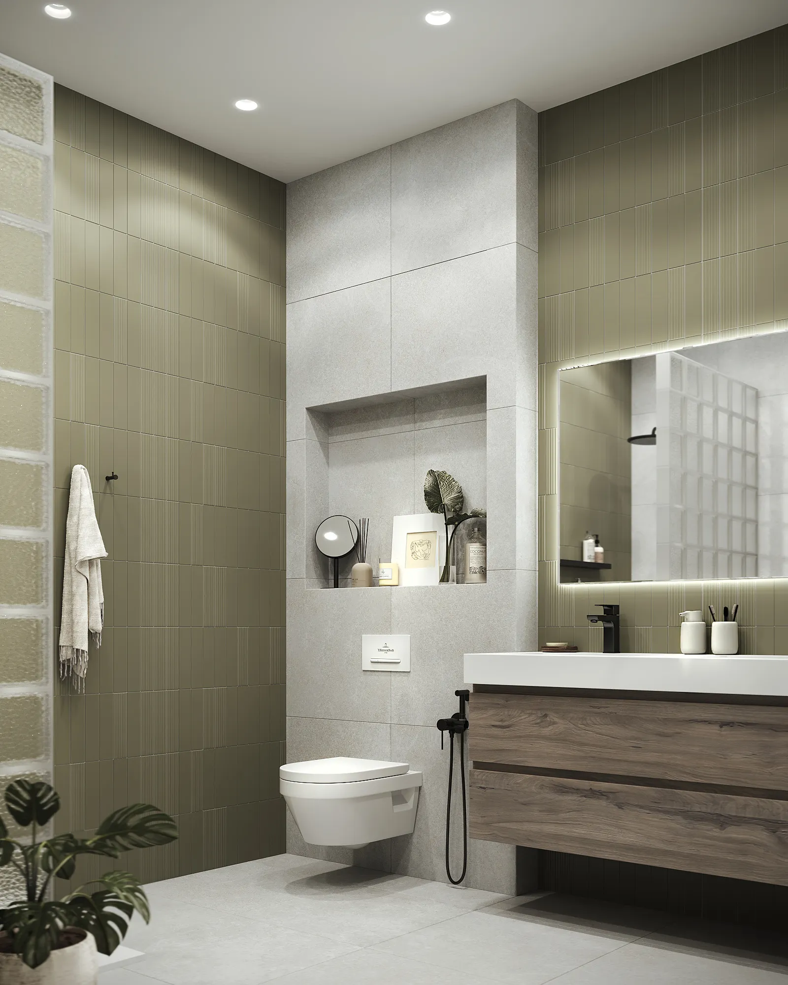 Diseño de baño Verde Salvia en Sellent